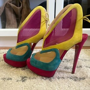 Christian Louboutin Farfamesh 150 Multicolor Suede Heels